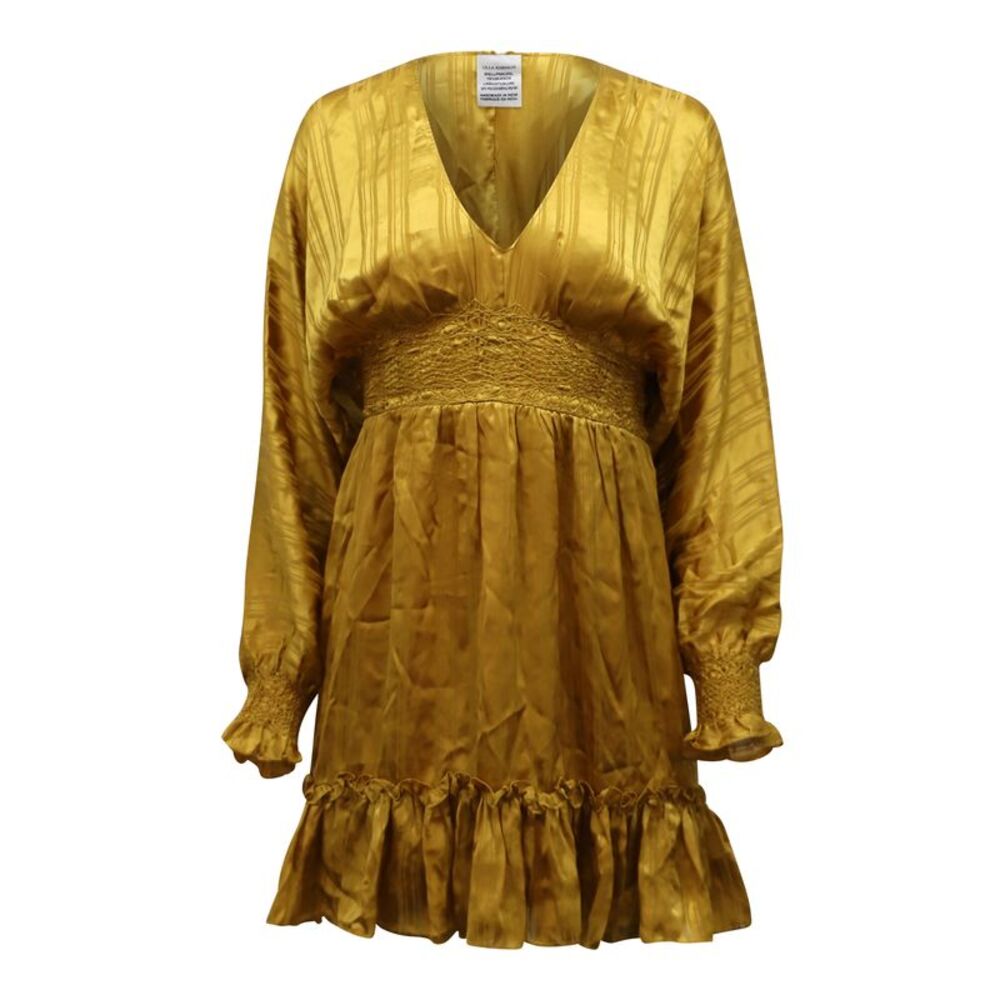 Ulla Johnson Odette Mini Dress in Gold Silk